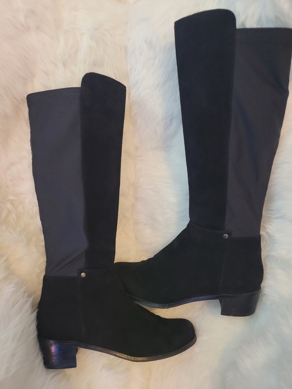 Tall Black Over-the-Knee Suede & Stretch Boot